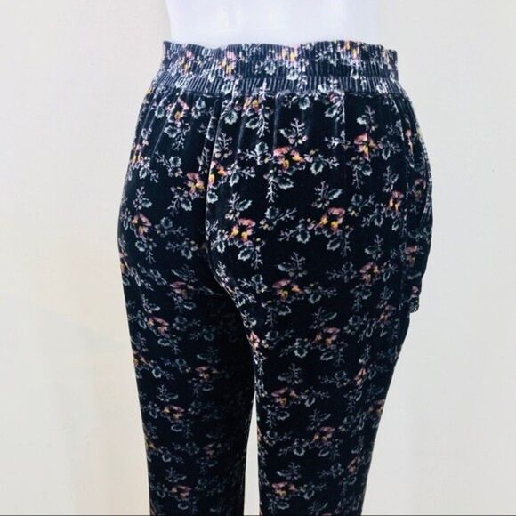 Rebecca Taylor Velvet Jogger Pants Jewel Floral Print Velour High Rise joggers 2 - Picture 6 of 9